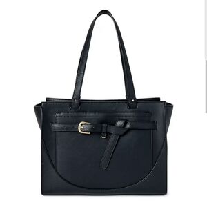 Black Contemporary Satchel Tote Handbag